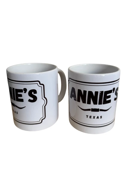 Biały ceramiczny kubek Annie's Texas 330 ml – widok z obu stron